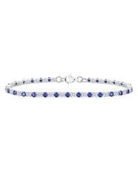 Macy's Lab-Grown Blue Sapphire (3-1/6 ct. t.w.) and White Bracelet Sterling Silver (Also Available Multi-Sto