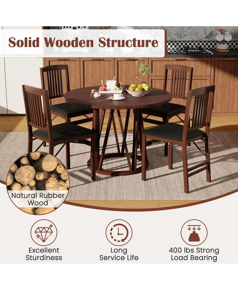 Gouun Set of 2 Foldable Upholstered Kitchen Chairs with Padded Pvc Leather Seat