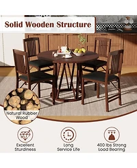 Gouun Set of 2 Foldable Upholstered Kitchen Chairs with Padded Pvc Leather Seat