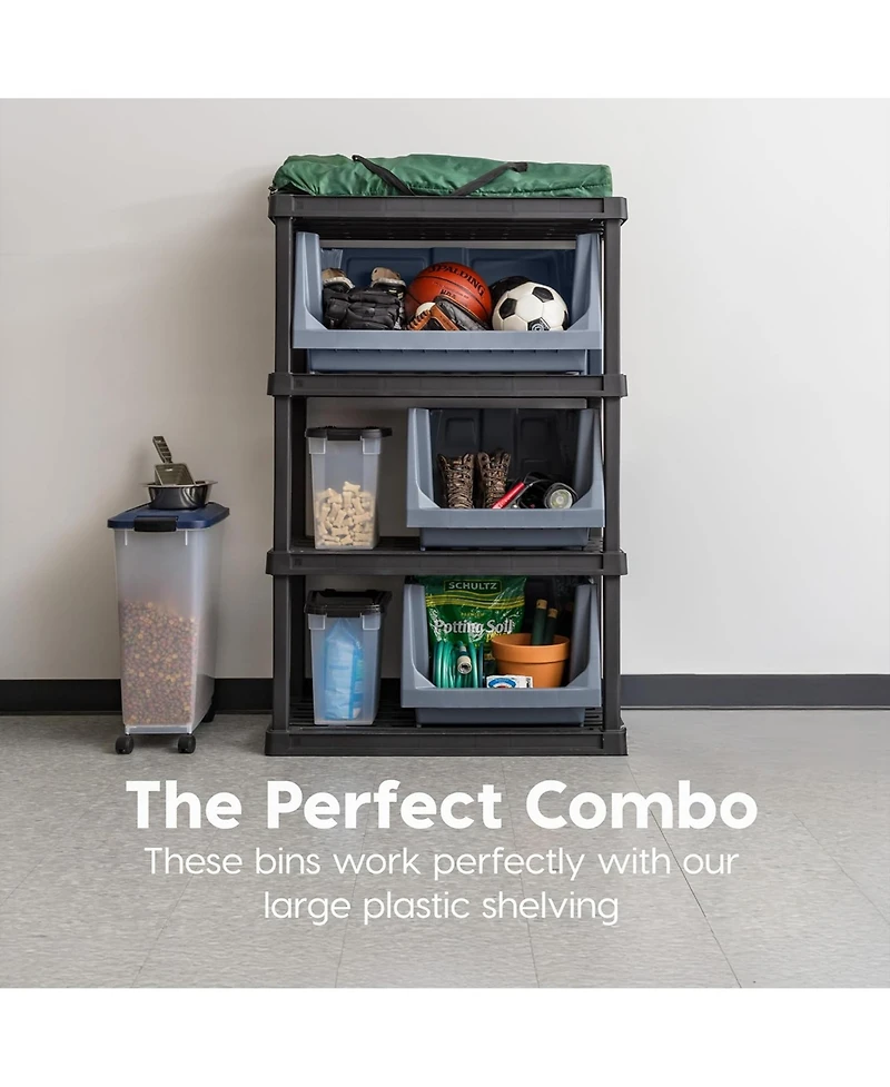 Iris Usa Open Front Storage Bins, Heavy Duty Stackable Bins