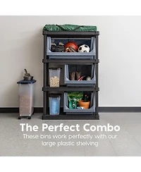 Iris Usa Open Front Storage Bins, Heavy Duty Stackable Bins