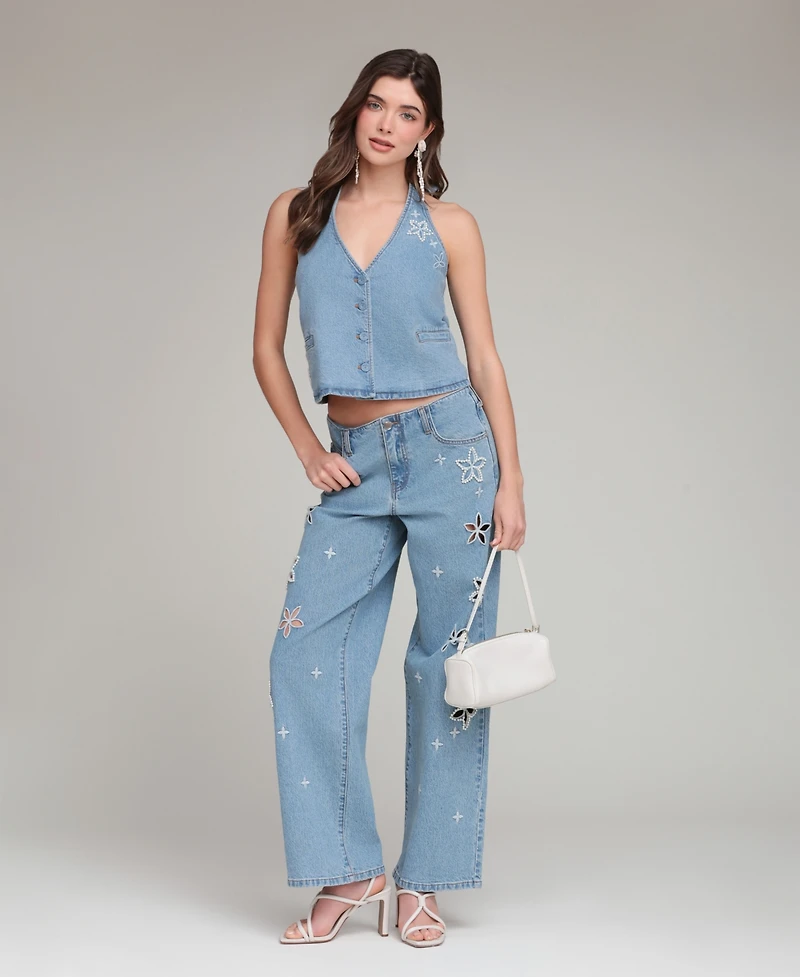 Avec Les Filles Women's Halter V-Neck Vest
