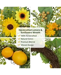 Gnuadz 19.7 " Lemon Sunflower Fern Wreath Silk Decor