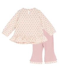 Rare Editions Baby Girls' Heart Double Knit Top and Rib Legging, 2-Piece Set