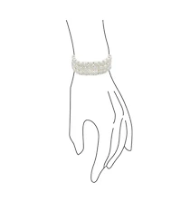 Bling Jewelry Triple Strand Wide White Button Style Freshwater Cultured Pearl Stretch Bracelet
