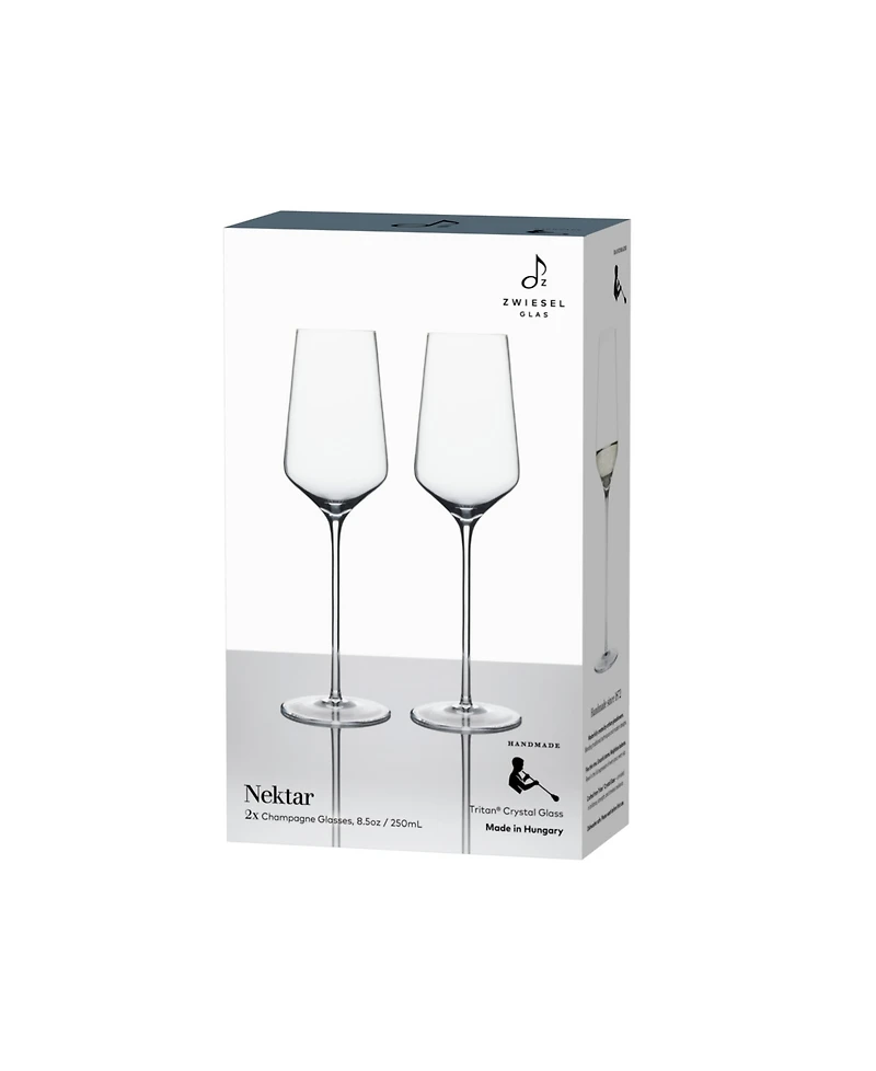 Zwiesel Glas Nektar Handmade Champagne Glasses, Set of 2
