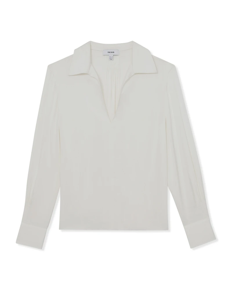 Reiss Women's Silk-Blend Open-Collar Shirt