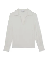 Reiss Women's Silk-Blend Open-Collar Shirt