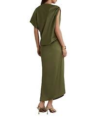 Reiss Women's Satin Asymmetric Draped Midi Dress