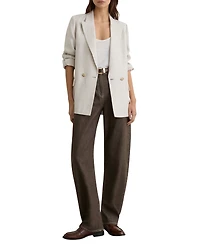 Reiss Women's Barrel-Leg Topstitched Jeans