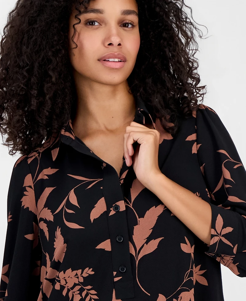 Robbie Bee Petite Printed Ruffle-Hem Scuba Dress