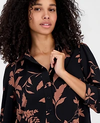 Robbie Bee Petite Printed Ruffle-Hem Scuba Dress