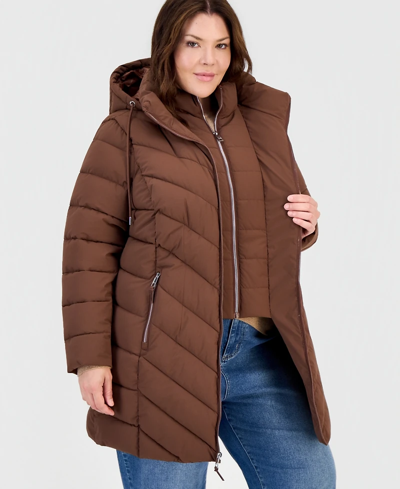 Calvin Klein Plus Packable Hooded Puffer Coat