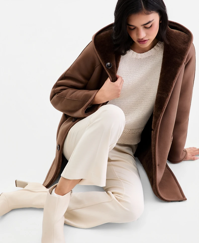 Calvin Klein Women's Hooded Reversible Teddy Jacket