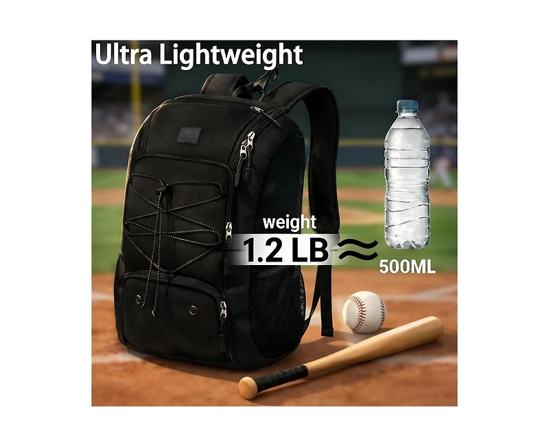Furlihong 29L Baseball Backpack for Youth and Adult - Softball Bag with Shoe Compartment Fence Hook, Holds Bat, Mitten, Helmet, Caps Gear