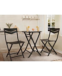 gaomon 3-Piece Folding Patio Bistro Set with Round Table and 2 Chairs, Space-Saving Metal Outdoor/Indoor Furniture for Balcony