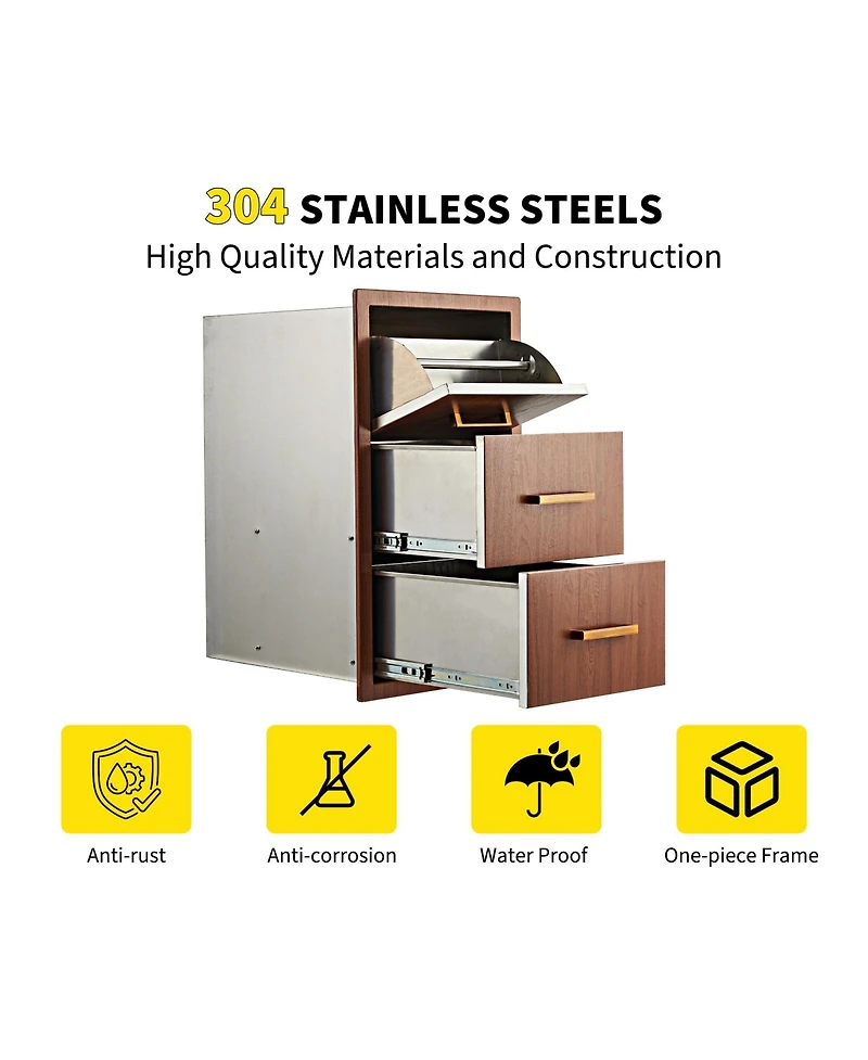 gaomon Outdoor Stainless Steel Kitchen Drawers for Kitchen Island, Patio Grill Station