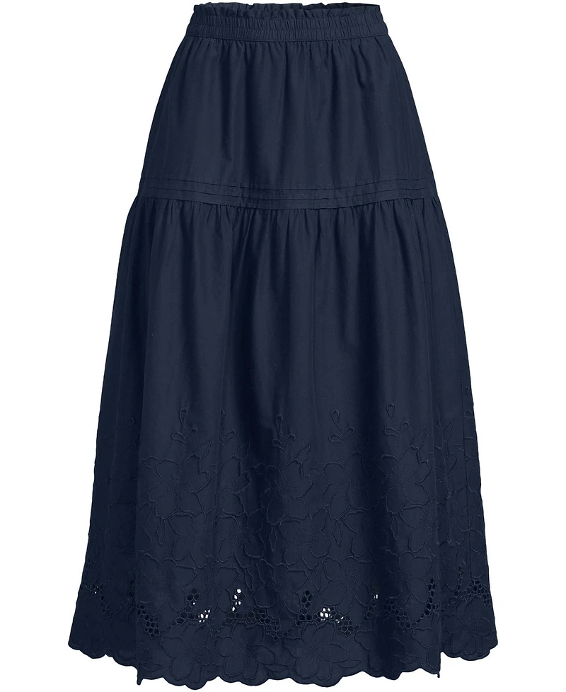 Lands' End Women's Voile Eyelet Maxi Skirt