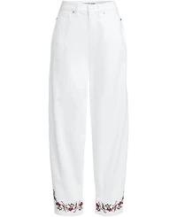 Lands' End Petite Denim High Rise Barrel Leg Ankle Jeans