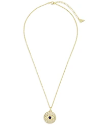 Sterling Forever Rhodium-Plated Brass Pave Cubic Zirconia Evil Eye Pendant Necklace
