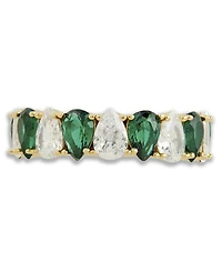 Sterling Forever Silver Pear Cut Emerald Cubic Zirconia Celebration Band Ring