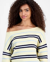 Madden Girl Juniors' Slouchy Off-The-Shoulder Striped Sweater