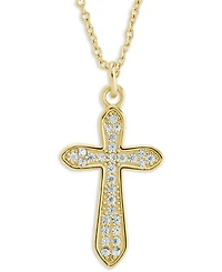 Sterling Forever Rhodium-Plated Brass Pave Cubic Zirconia Cross Pendant Necklace