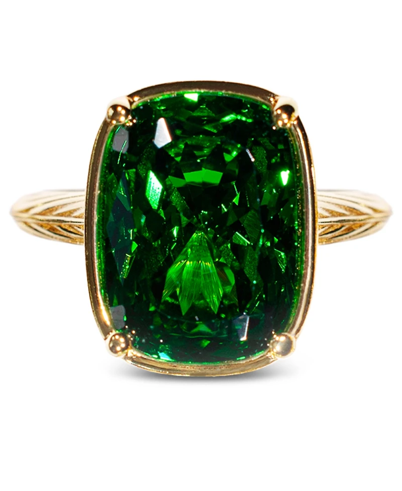 Sterling Forever Elongated Cushion Emerald Cubic Zirconia Cocktail Ring