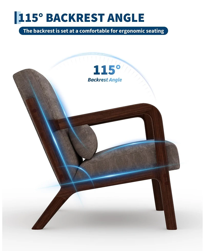 gaomon 2-Piece Chenille Accent Chairs, Mid-Century Style, Sturdy Wooden Frame, Comfortable Reading Chair with Lumbar Pillow