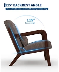 gaomon 2-Piece Chenille Accent Chairs, Mid-Century Style, Sturdy Wooden Frame, Comfortable Reading Chair with Lumbar Pillow