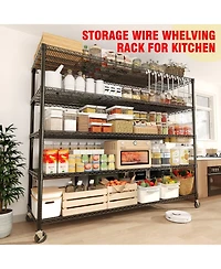 gaomon 60-Inch-Wide 4-Tier Storage Rack With Casters, 2,640-Pound Weight Capacity, Adjustable Metal Wire Shelves
