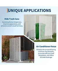 6x4FT Outdoor Metal Privacy Screen, Louvered Decorative Privacy Fence, Steel Garden Partition with Hooks and Ground Anchors