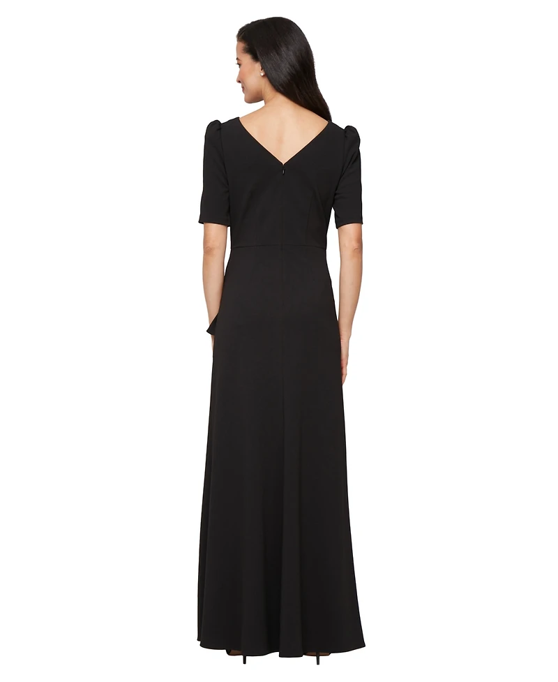 Alex Evenings Petite Embellished-Neck Ruffle Gown