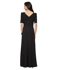 Alex Evenings Petite Embellished-Neck Ruffle Gown