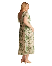 Estelle Women's Anaya Petal Flutter Sleeve Summer Midi Dress