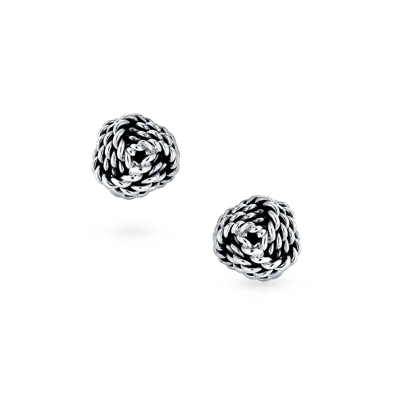 Bling Jewelry Solid Double Sided Twisted Love Knot Cufflinks for Dad Groomsmen .925 Sterling Silver Gift