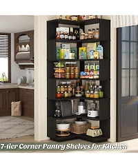 Aheaplus 6-Tier Corner Bookshelf, Space-saving Bookcase Display Storage Shelf
