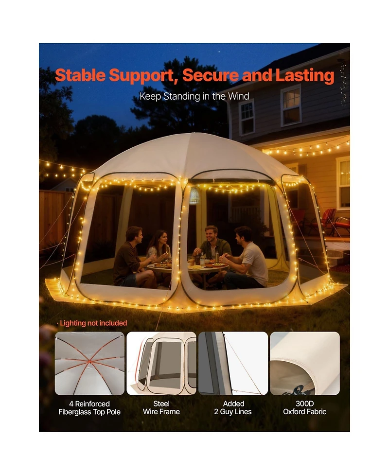 Cozito Screen House Tent, 15 x 13.8 feet 12-15 Person Pop Up Canopy with Carry Bag