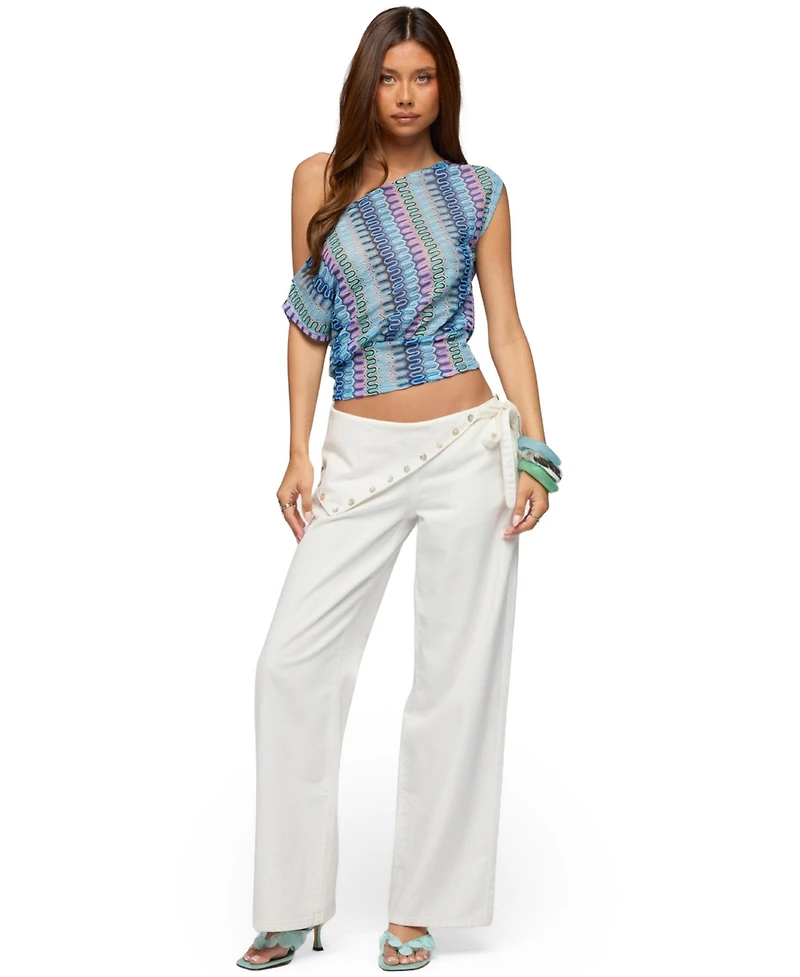 Edikted Women's Taniya Off Shoulder Zigzag Knit Top