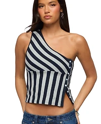 Edikted Women's Button Striped One Shoulder Top