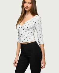 Edikted Women's Katey V Neck Polka Dot Top