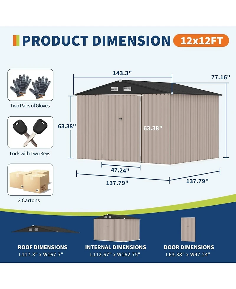 gaomon Metal Storage Sheds Outdoor, Metal ToolShed with Lockable Door, Metals Yard Sheds Metals Garden Shed Kit