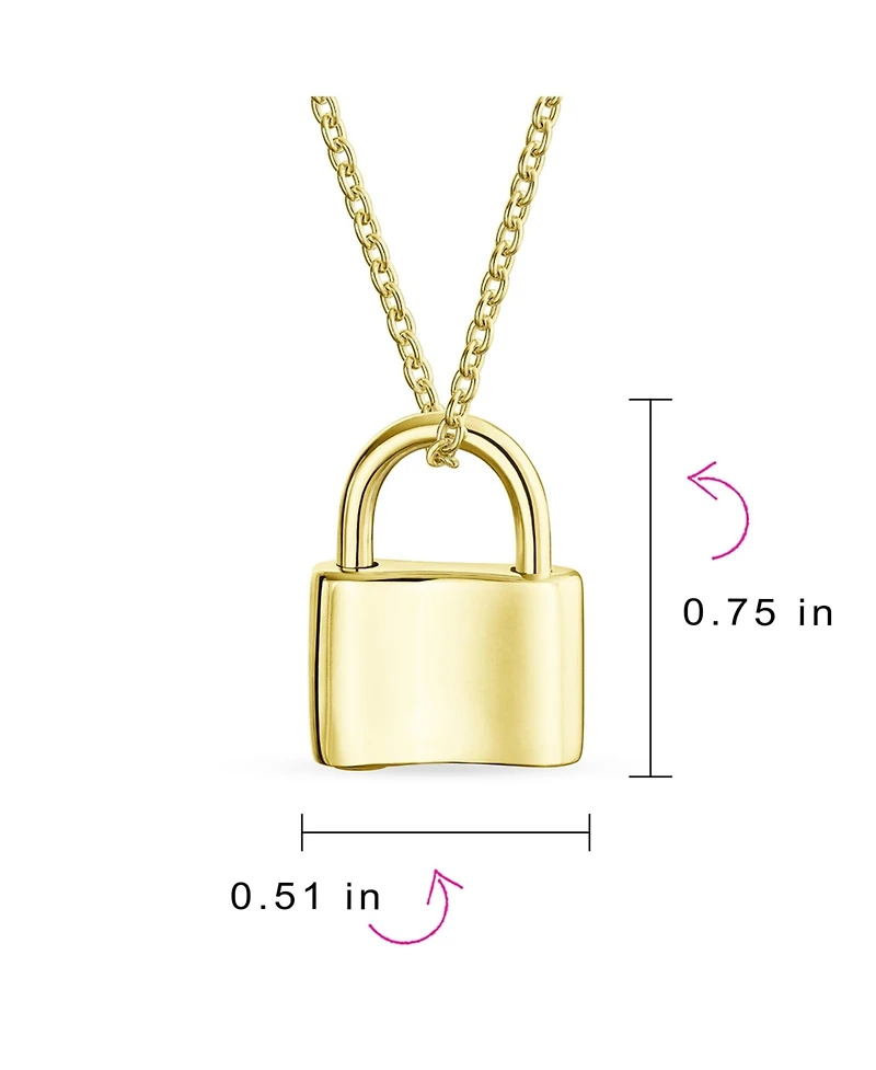 Bling Jewelry Functional Lock Pendant Charm Lovers Padlock Necklace Gold Plated Sterling Silver 16 Inch