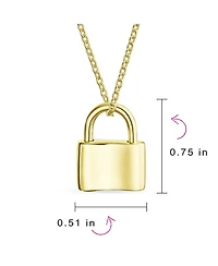 Bling Jewelry Functional Lock Pendant Charm Lovers Padlock Necklace Gold Plated Sterling Silver 16 Inch