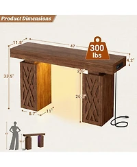 Aheaplus 47" Entry Table with Charging Station, Console Rgb Led Light