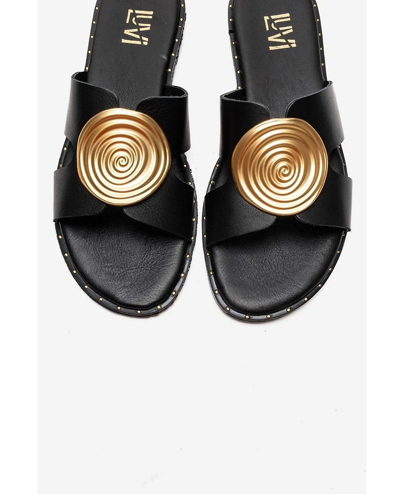 Forever & Always Shoes Women's Nolita Leather Slide Sandal