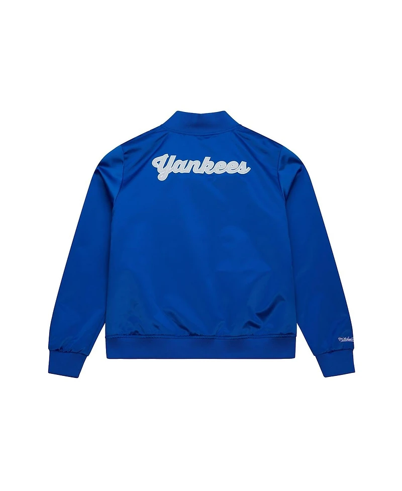 Mitchell Ness Women's Blue New York Yankees Full-Snap Satin Jacket