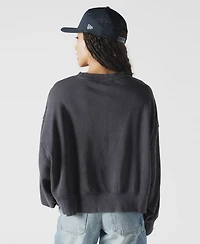 New Era Women's Navy York Yankees Boxy Mineral Wash Dolmen Sleeve Cropped Sweatshirt