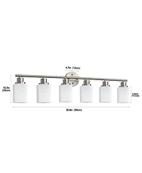 Busdays 39 Inch Modern 6 Light Vanity Wall Sconce Brushed with Frosted Glass Shades for Bathroom or Hallway Lighting No Bulbs