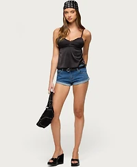 Edikted Womens Blanca Satin Lace Trim Tank Top